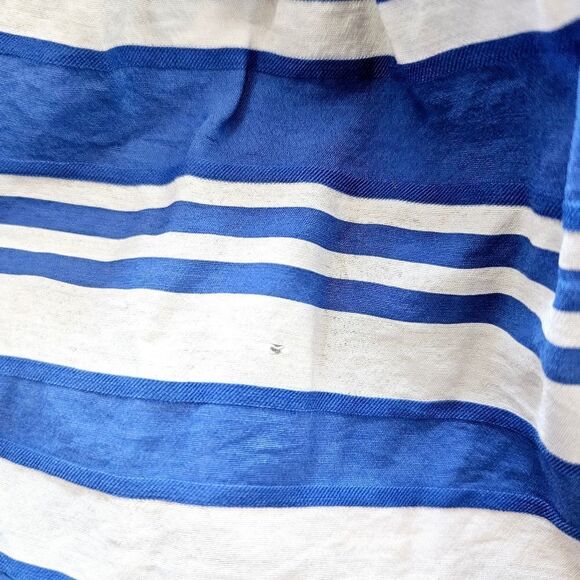 Chinti & Parker Blue Striped Crepe Parasol V-Neck Faux Wrap Oversized Dress 10 - Picture 7 of 8